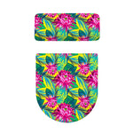 Tropical Lotus Pattern Print Toilet Lid And Tank Cover Set