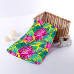 Tropical Lotus Pattern Print Towel