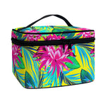 Tropical Lotus Pattern Print Travel Makeup Bag