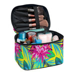 Tropical Lotus Pattern Print Travel Makeup Bag