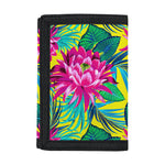 Tropical Lotus Pattern Print Trifold Wallet