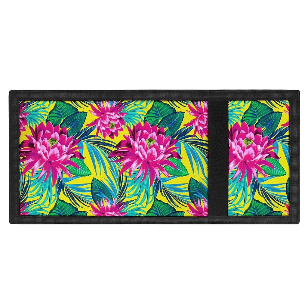 Tropical Lotus Pattern Print Trifold Wallet