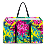 Tropical Lotus Pattern Print Utility Tote Bag