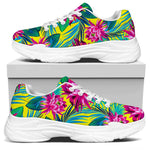 Tropical Lotus Pattern Print White Chunky Shoes