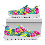 Tropical Lotus Pattern Print White Running Shoes