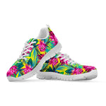 Tropical Lotus Pattern Print White Running Shoes