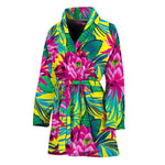 Tropical Lotus Pattern Print Women's Bathrobe