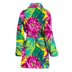 Tropical Lotus Pattern Print Women's Bathrobe