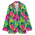 Tropical Lotus Pattern Print Women's Blazer