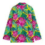 Tropical Lotus Pattern Print Women's Blazer