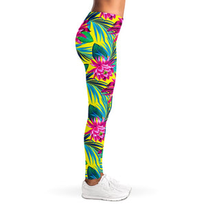 Tropical Lotus Pattern Print Women's Leggings