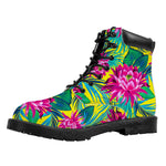 Tropical Lotus Pattern Print Work Boots