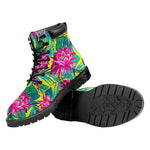 Tropical Lotus Pattern Print Work Boots