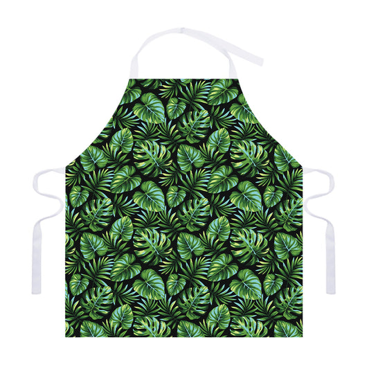 Tropical Monstera Leaves Pattern Print Adjustable Apron