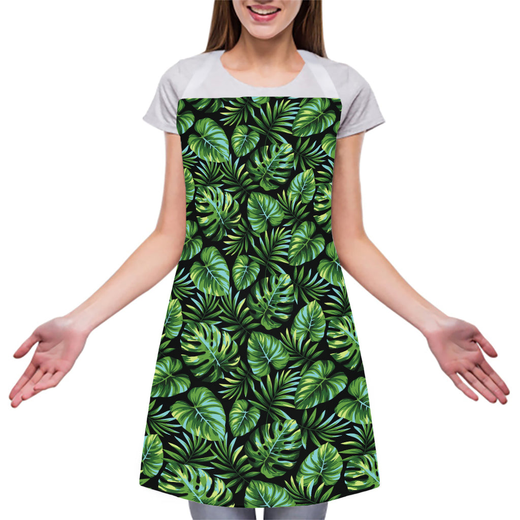Tropical Monstera Leaves Pattern Print Adjustable Apron