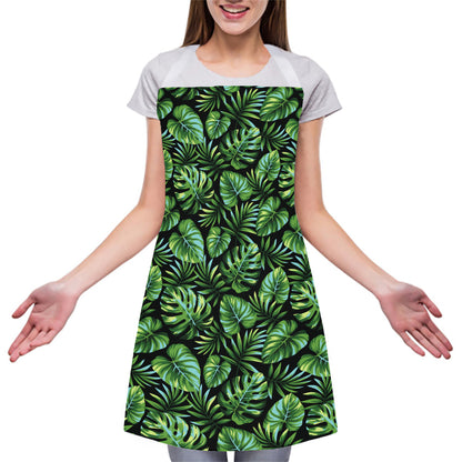 Tropical Monstera Leaves Pattern Print Adjustable Apron