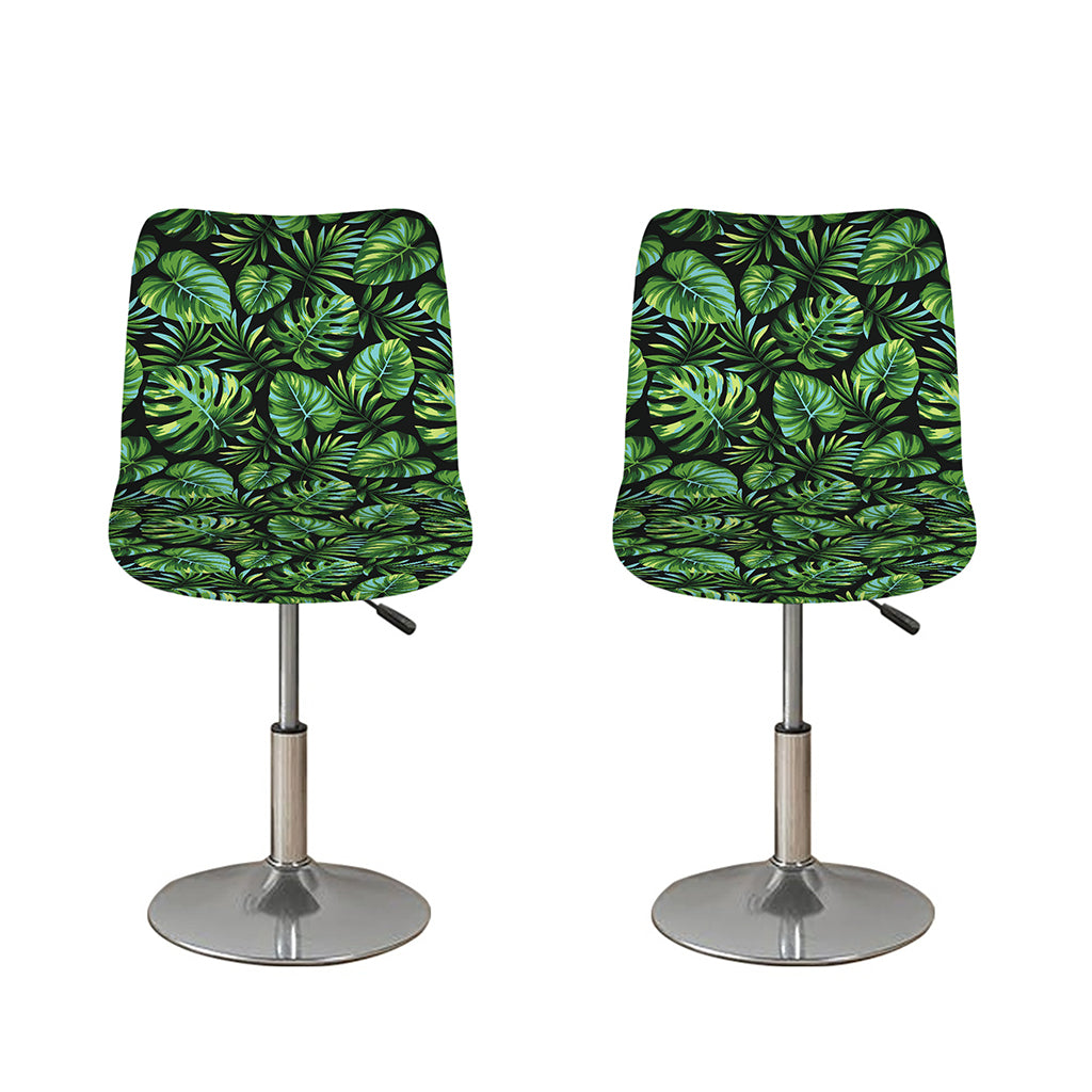 Tropical Monstera Leaves Pattern Print Bar Stool Covers