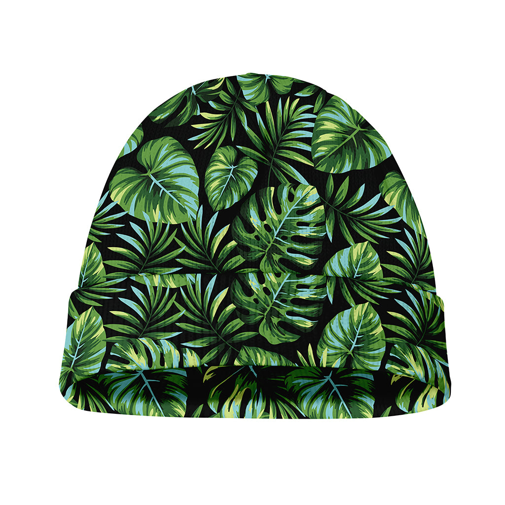 Tropical Monstera Leaves Pattern Print Beanie