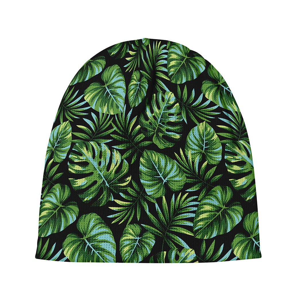 Tropical Monstera Leaves Pattern Print Beanie