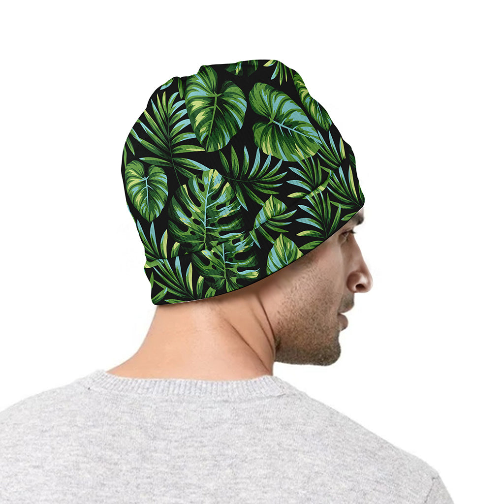 Tropical Monstera Leaves Pattern Print Beanie