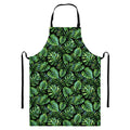 Tropical Monstera Leaves Pattern Print Bib Apron With Pocket