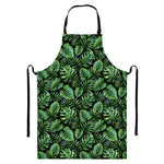 Tropical Monstera Leaves Pattern Print Bib Apron With Pocket