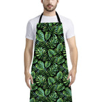 Tropical Monstera Leaves Pattern Print Bib Apron With Pocket