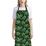 Tropical Monstera Leaves Pattern Print Bib Apron With Pocket