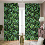 Tropical Monstera Leaves Pattern Print Blackout Pencil Pleat Curtains