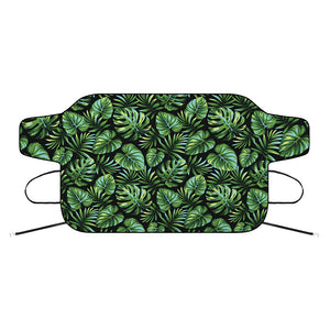 Tropical Monstera Leaves Pattern Print Car Windshield Snow Cover