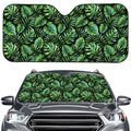 Tropical Monstera Leaves Pattern Print Car Windshield Sun Shade