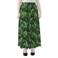 Tropical Monstera Leaves Pattern Print Chiffon Maxi Skirt