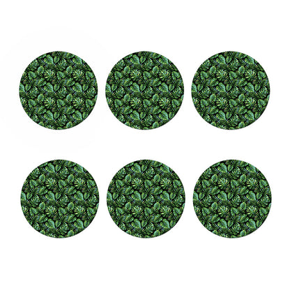 Tropical Monstera Leaves Pattern Print Coaster Set