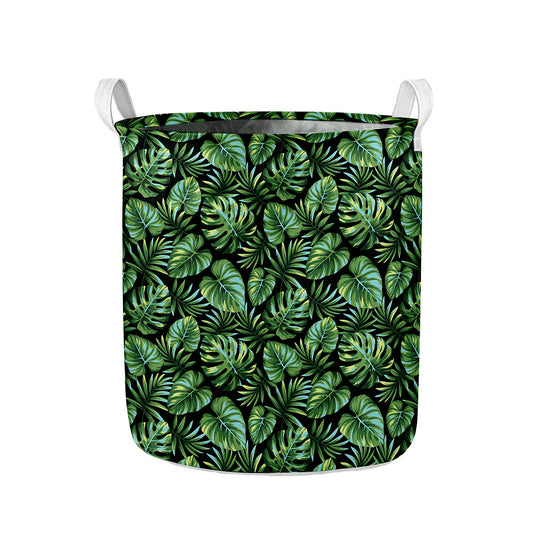 Tropical Monstera Leaves Pattern Print Collapsible Laundry Basket