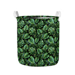 Tropical Monstera Leaves Pattern Print Collapsible Laundry Basket