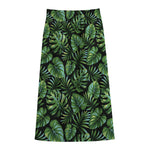 Tropical Monstera Leaves Pattern Print Cotton Front Slit Maxi Skirt