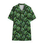 Tropical Monstera Leaves Pattern Print Cotton Hawaiian Shirt