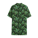 Tropical Monstera Leaves Pattern Print Cotton Hawaiian Shirt