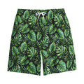 Tropical Monstera Leaves Pattern Print Cotton Shorts