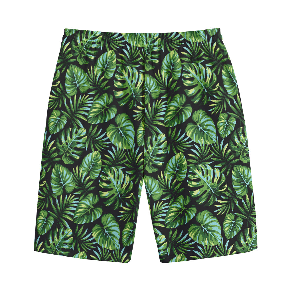 Tropical Monstera Leaves Pattern Print Cotton Shorts