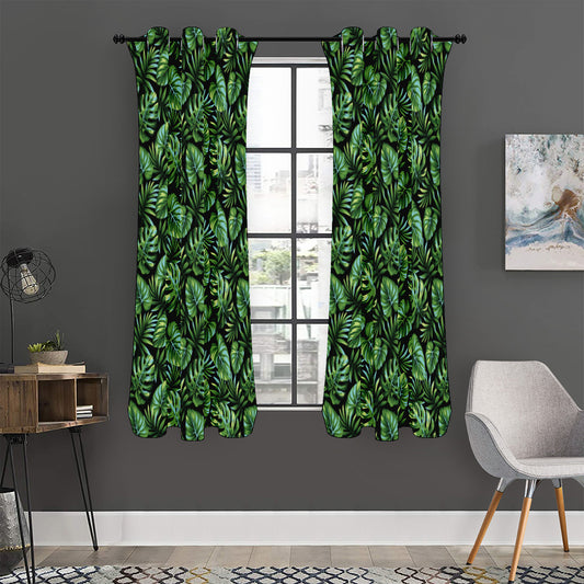 Tropical Monstera Leaves Pattern Print Curtain
