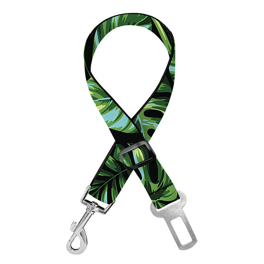 Tropical Monstera Leaves Pattern Print Dog Seat Belt