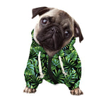 Tropical Monstera Leaves Pattern Print Dog Zip Up Hoodie