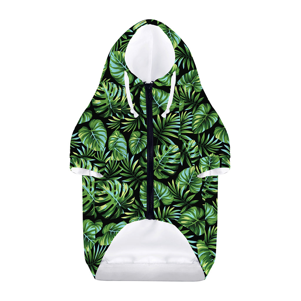 Tropical Monstera Leaves Pattern Print Dog Zip Up Hoodie