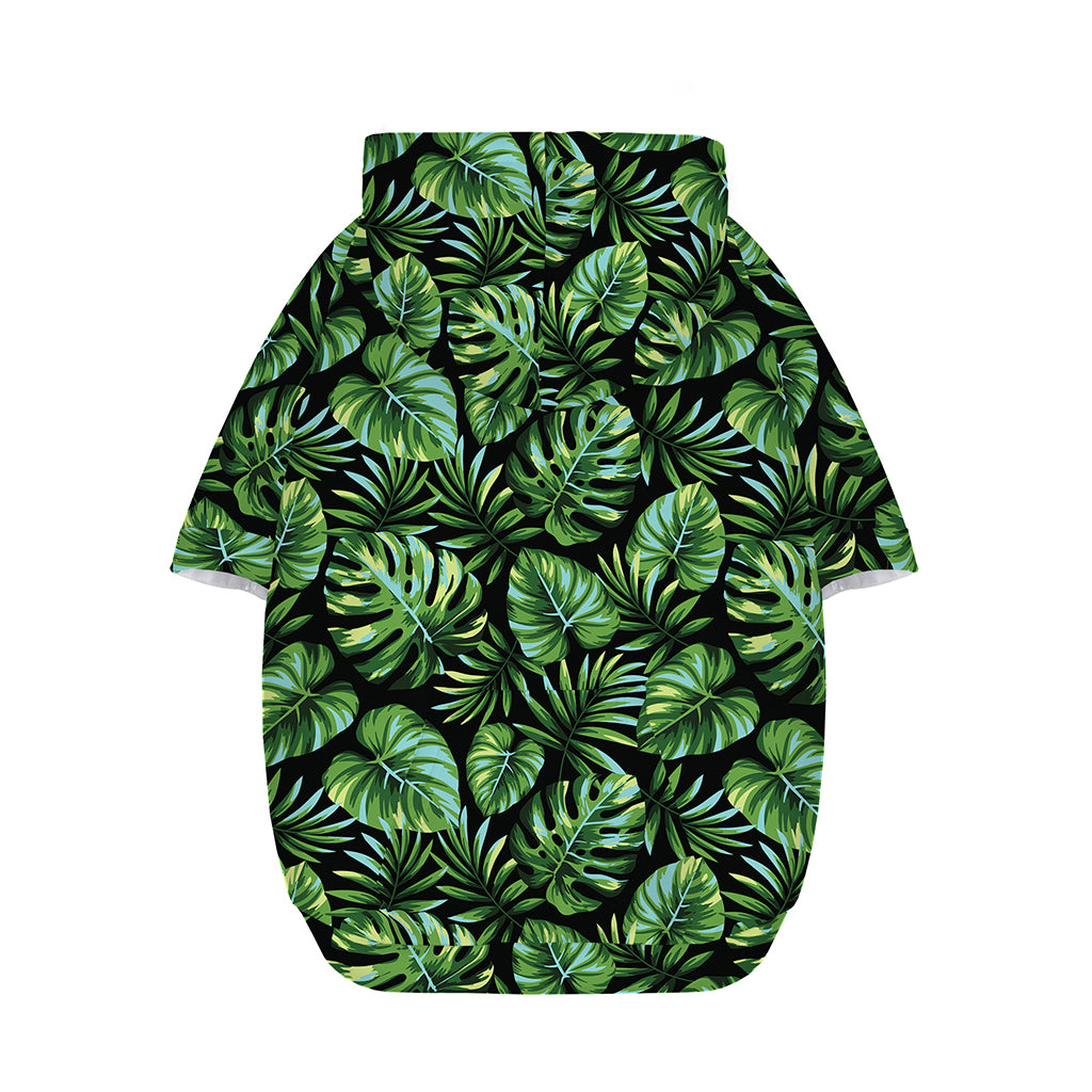 Tropical Monstera Leaves Pattern Print Dog Zip Up Hoodie