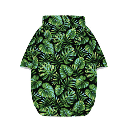 Tropical Monstera Leaves Pattern Print Dog Zip Up Hoodie