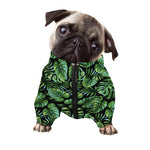 Tropical Monstera Leaves Pattern Print Dog Zip Up Jacket