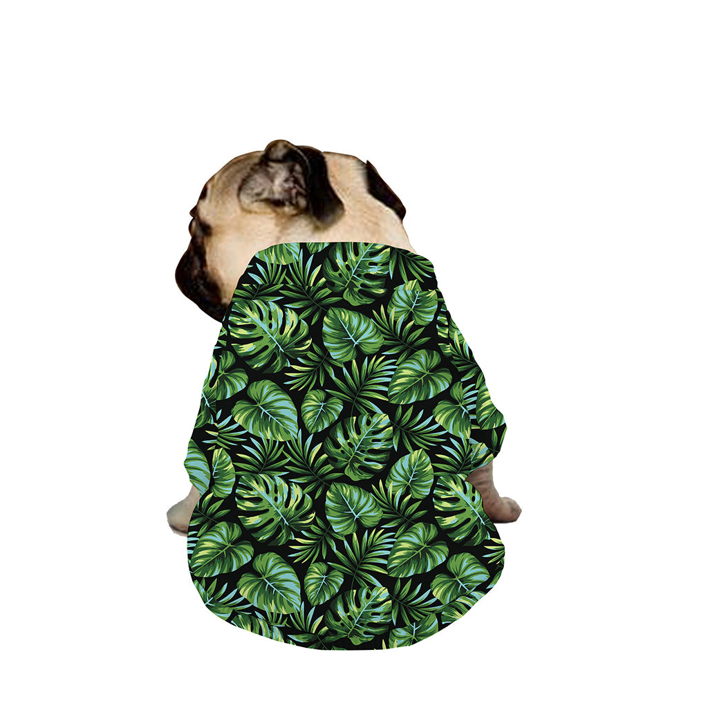 Tropical Monstera Leaves Pattern Print Dog Zip Up Jacket