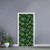 Tropical Monstera Leaves Pattern Print Door Sticker