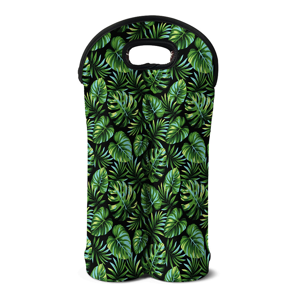 Tropical Monstera Leaves Pattern Print Double Neoprene Wine Tote